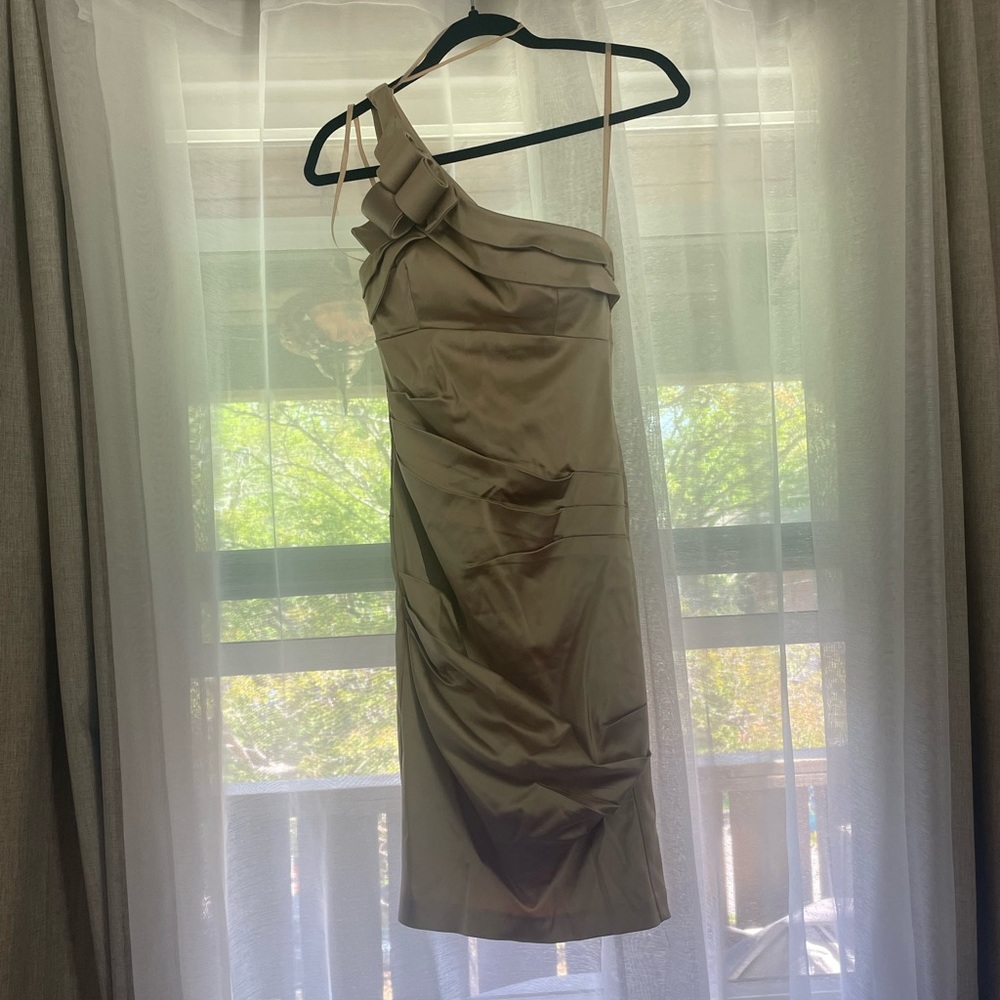 Cache gold one-shoulder dress